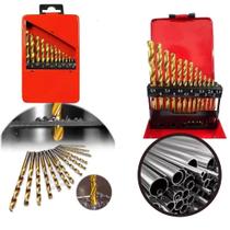 Kit Maleta Ferramentas Com Jogo 13 Brocas Aco Rapido Ar Metal 1,6 A 6,5 Mm Para Metal