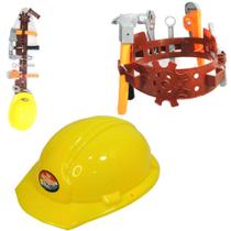 Kit Maleta Ferramentas Infantil C/ Cinto Capacete Construtor
