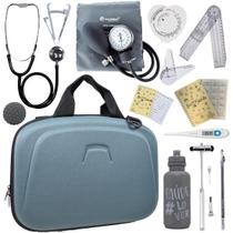 Kit Maleta Fisioterapia Goniômetro Pequeno Grande Martelo Buck Adipômetro Incoterm
