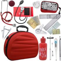 Kit Maleta Fisioterapia lisa Goniômetro Pequeno Grande Martelo Buck Adipômetro Pa Med