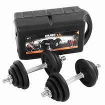 Kit Maleta Halteres Completa 20kg Barra Anilha Dumbbell WCT