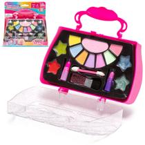 Kit Maleta Maquiagem Make Brinq Infantil Batom Sombra Gloss Rosa