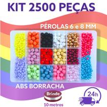 Kit Maleta Miçangas Bola ABS e Pérola 2500 Biju + 10M Fio