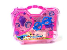 Kit maleta mini veterinário brinquedo infantil criança 6pç