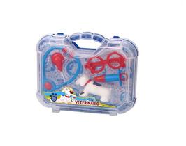 Kit maleta mini veterinário brinquedo infantil criança azul