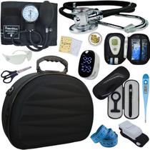 Kit Maleta Nova Aparelho de Pressão Aneroide Esteto Esfigmomanometro Medidor de Glicose Completo Kit Maleta Nova Aparelho de Pressão Aneroide Esteto Esfigmomanometro Medidor de Glicose Completo