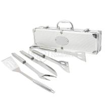 Kit Maleta P/ Churrasco Steak Gourmet Jogo Com 4pçs Inox