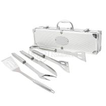 Kit Maleta Para Churrasco Steak Gourmet 4 Peças Em Aço Inox