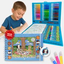 Kit Maleta Pintura Dinossauros 150Pçs e Livro de Colorir Bobbie Goods 50 Desenhos