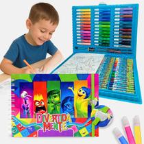 Kit Maleta Pintura Dinossauros 150Pçs e Livro de Colorir Bobbie Goods, Heróis, Divertidamente