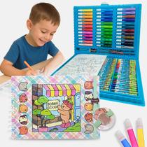 Kit Maleta Pintura Dinossauros 150Pçs e Livro de Colorir Bobbies Good 50 Desenhos