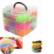 Kit Maleta Tear 3000 Elásticos Loom Band Elásticos Pulseira Pulseirinha De Silicone