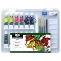 Kit Maleta Transparente de Tinta Oleo Royal C/21 Pçs