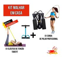 Kit Malhar em Casa 1 Elástico Tubefit + 1 Corda De Pular