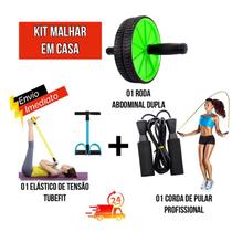 Kit Malhar em Casa 1 Roda Abdominal + 1 Tubefit + 1 Corda