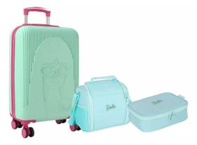 Kit Malinha Escolar Barbie Infantil Rígida 4 Rodinhas 360