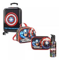 Kit Malinha Escolar Capitão América 4 Rodinhas G Completo