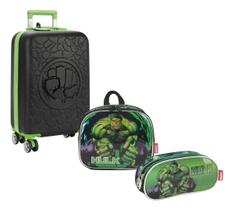 Kit Malinha Escolar Mala Bordo Infantil Hulk Rodinhas 360