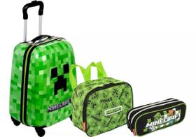 Kit Malinha Infantil Escolar Menino Game Minecraft 4 Rodinha