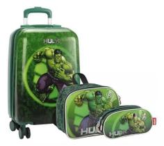 Kit Malinha Mala Escolar Incrível Hulk Heroi Rodinhas 360
