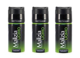 Kit Malizia Vetyver Déodorant Desodorante Masculino 150Ml