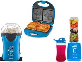 Kit mallory disney stitch 220v - pipoquera elétrica + liquidificador individual + sanduicheira