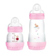 Kit Mam Mamadeira Anticólica Easy Start Rosa 130ml 260ml