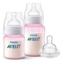 Kit Mamadeira ANTI-COLIC Rosa Avent 125ML + 260ML + Bico Extra