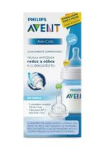 Kit Mamadeira Anti Cólica 125ml Azul + Bico Extra Nº2 Avent