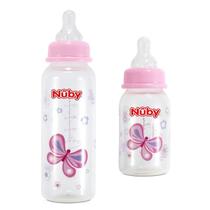 Kit Mamadeira Anticólica Menina Bico Silicone 240ml + 120ml Nuby