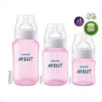 Kit Mamadeira Avent Clássica Rosa - 125ml + 260ml + 330ml -Philips Avent SCD809/42 Kit Mamadeira Avent Clássica Rosa - 125ml + 260ml + 330ml -Philips Avent SCD809/42