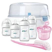 Kit Mamadeira Avent Petala com esterilizador - 7pçs Rosa