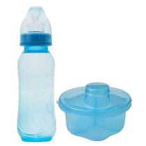 Kit Mamadeira Azul 240ml e Porta Leite em Pó 3 Divisórias livre de BPA Ninet Kit Mamadeira Azul 240ml e Porta Leite em Pó 3 Divisórias livre de BPA Ninet