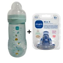 Kit Mamadeira+Bico X MAM Easy Active 270ml e Bico +6 Meses - COR: VERDE CLARO + Bico X Kit Mamadeira+Bico X MAM Easy Active 270ml e Bico +6 Meses - COR: VERDE CLARO + Bico X