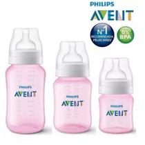 Kit Mamadeira C/ 3 125/260/330ML Clássica Rosa Philips AVENT Kit Mamadeira C/ 3 125/260/330ML Clássica Rosa Philips AVENT