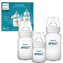 Kit Mamadeira Clássica Anti-Colic Transparente 125 260 330ml