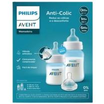 Kit Mamadeira Clássica Anticolic Azul 125ml, 260ml + Bico 4