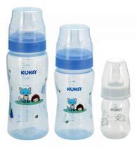 Kit Mamadeira Kuka Premium Bico Big Universal Com 3 Un Azul