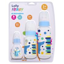 Kit Mamadeira Lolly Nenny Silicone 0+ Meses Azul 3 Unidades