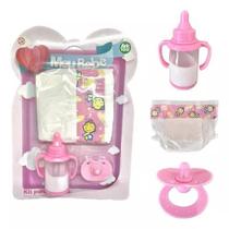 Kit Mamadeira Magica Chupeta E Fralda P/ Boneca Bebe 3 Peças - Hipe Brinquedos