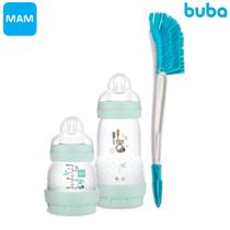 Kit Mamadeira Mam Anticólica + Escova Mamadeira Buba Azul