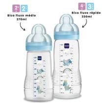 Kit Mamadeira Mam Antivazamento 270ml e 330ml Easy Active Azul Kit Mamadeira Mam Antivazamento 270ml e 330ml Easy Active Azul