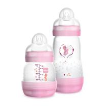 Kit Mamadeira MAM Easy Start 130ml e 260ml Bico 0 Rosa Kit Mamadeira MAM Easy Start 130ml e 260ml Bico 0 Rosa