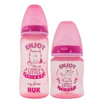 Kit Mamadeira Nuk My First Bico de Silicone Ortodôntico Fluxo Médio 150ml e 300ml Girls