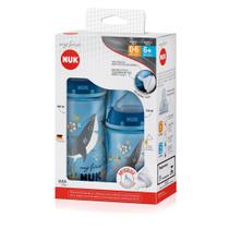 Kit mamadeira nuk my first c/2 unid 150ml e 300ml boy bico silicone anticólica antivazamento