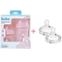 Kit mamadeira nuvem rosa 120ml e 270ml + 2 bico fluxo 3 buba