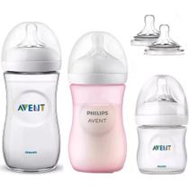 Kit Mamadeira Pétala 125ml + 260ml Rosa + 330ml + Bico Extra +6m Philips Avent