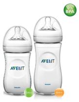 Kit Mamadeira Pétala Avent 260ml e 330 ml transparente 2 tamanhos