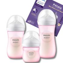 Kit Mamadeira Philips Avent Pétala Rosa 125 260 330 Ml Bico 0 a 6m