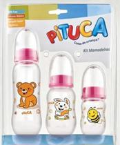 Kit Mamadeira Pituca 3 peças Bico Redondo